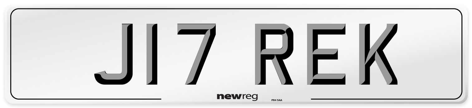 J17 REK Number Plate from New Reg